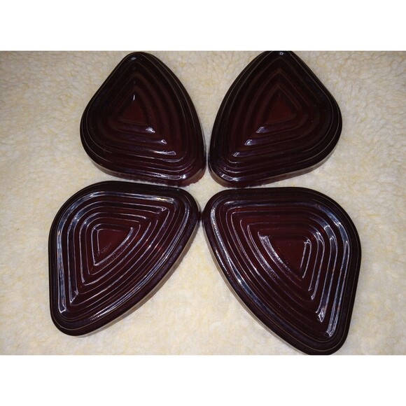 Vintage Royal Ruby Triangle Tray Set Of 4 Anchor Hocking Ruby Red Small Trays - Picture 1 of 8